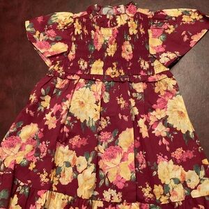 Janie and Jack Burgundy Floral Dress